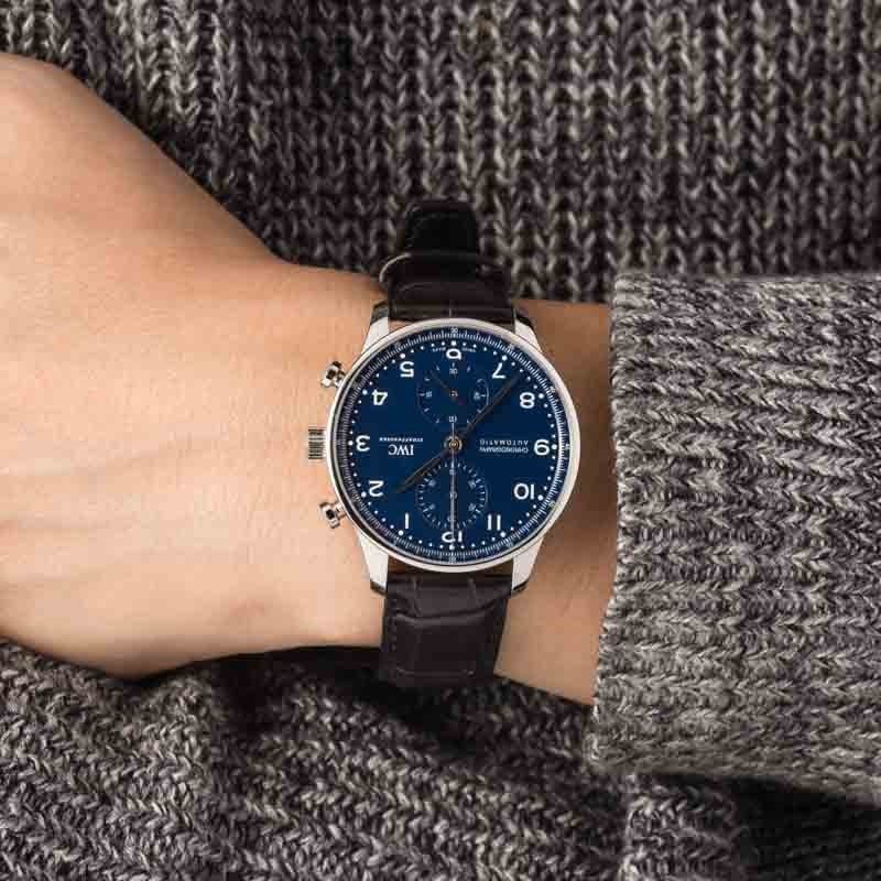 Used IWC Portugieser Chronograph Edition "150 Years" IW371601 Blue Dial - Image 4